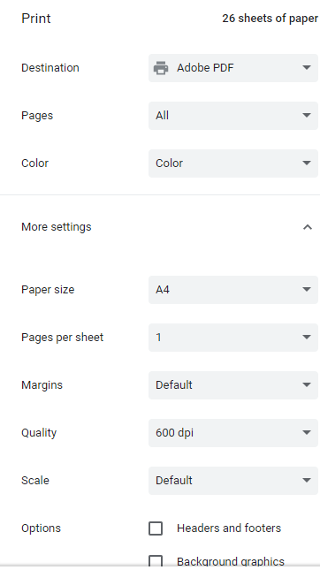 print dialog config